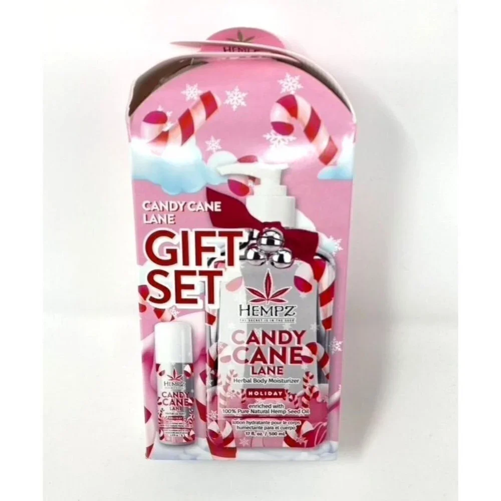 HEMPZ Candy Cane Lane Gift Set Limited Edition Body Lotion Lip Balm